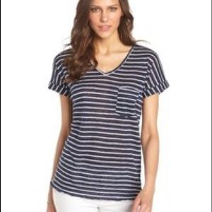 C&C California Blue White Stripe Pocket Tee Shirt